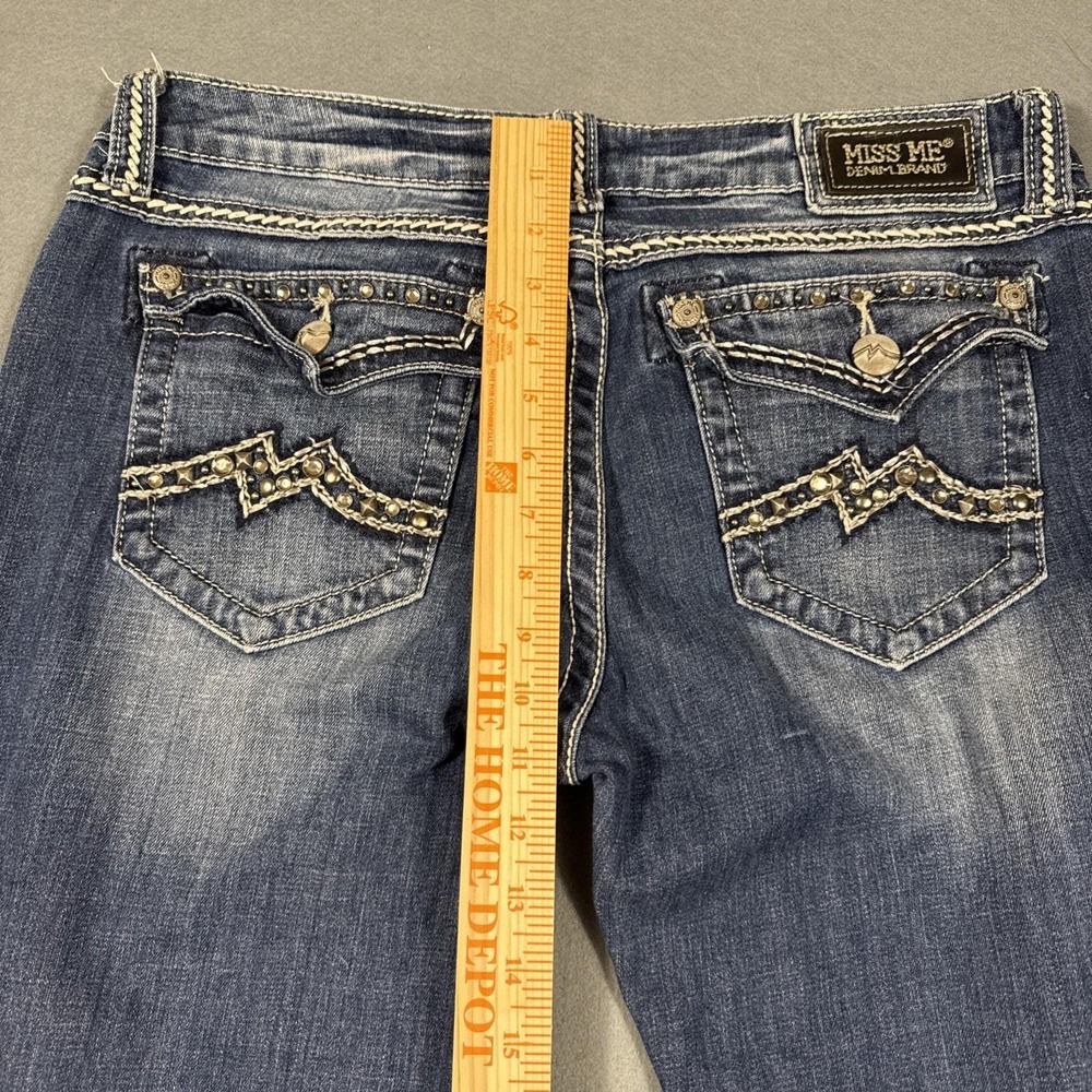 Miss Me jeans womens 33 eASY boot stretch jE1049EX embellished tHICK sTITCH - Picture 4 of 12